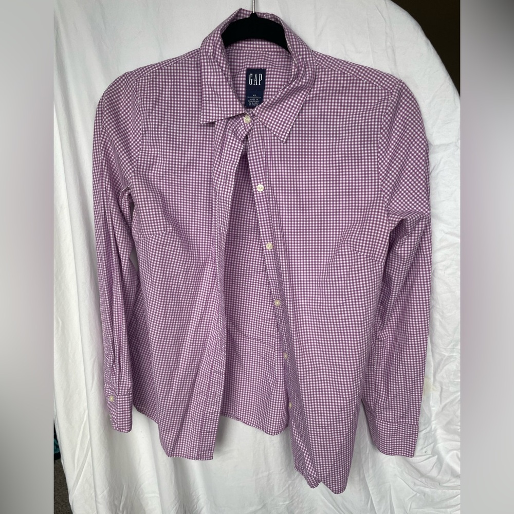 GAP Purple & White Gingham Button Down Shirt